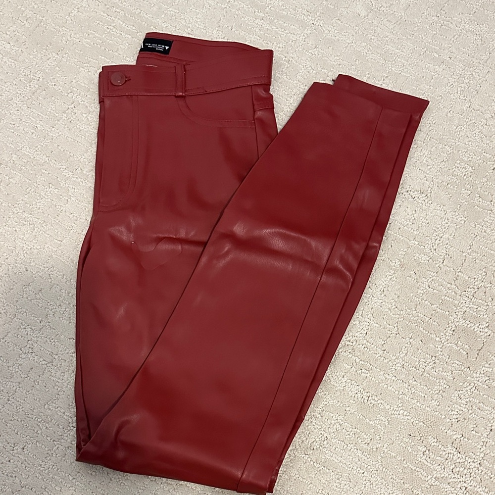 Zara Cherry Faux Leather Trousers